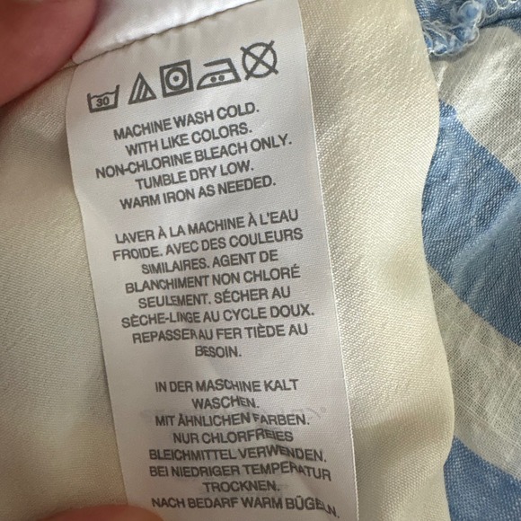 J.Crew Faux Wrap Dress Blue Stripe Cotton Ruffle Hem Party Nautical Preppy Wmn M - Picture 8 of 10